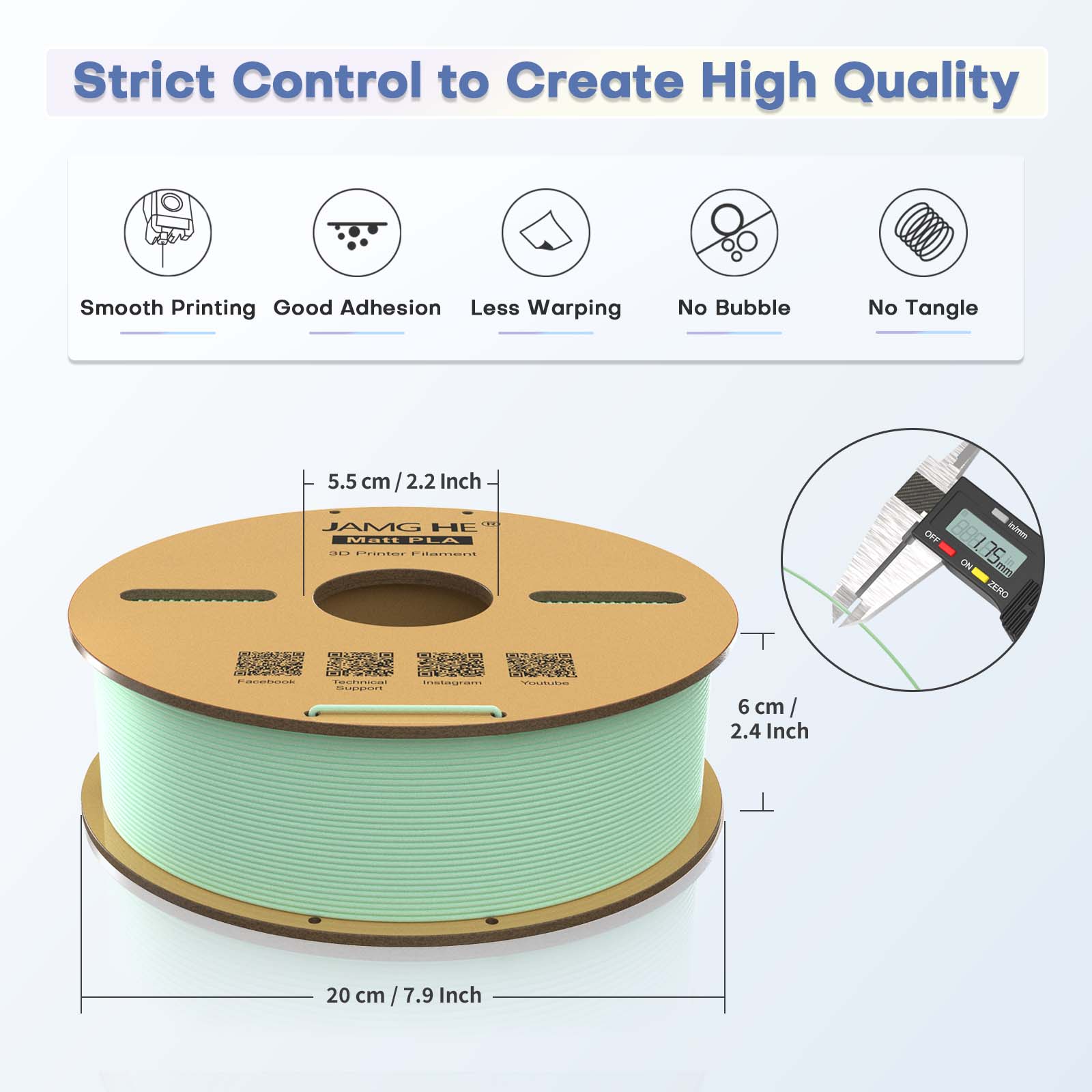 JAMG HE Matt PLA 3D Printer Filament